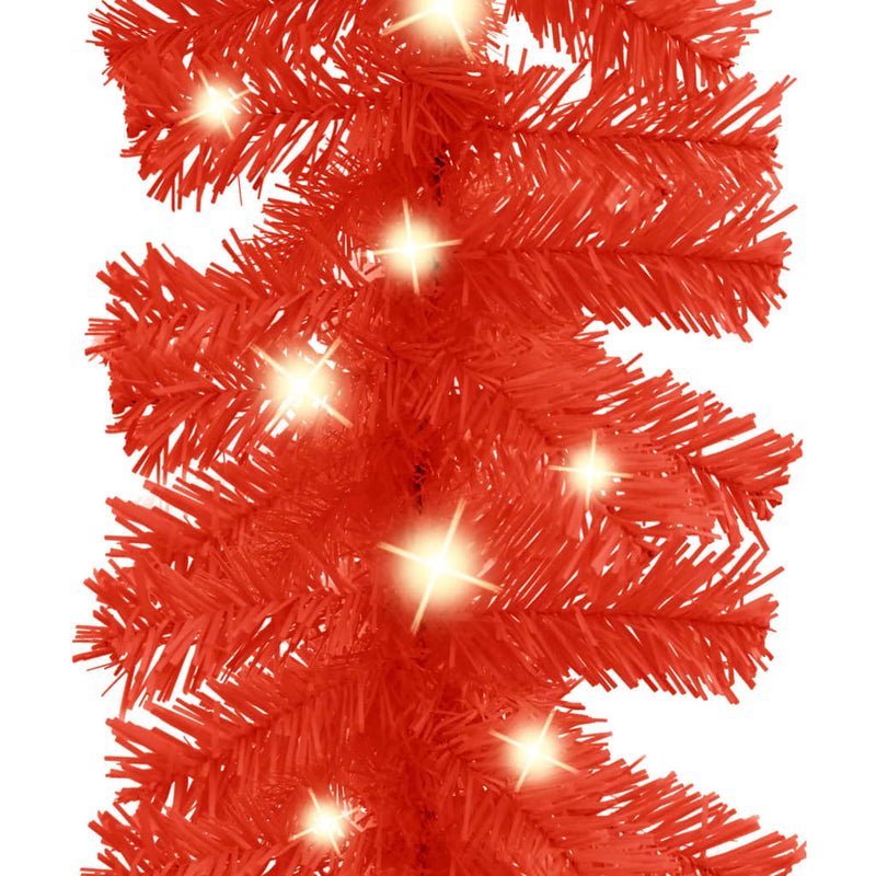 Christmas Garland with LED Lights 5 m Red