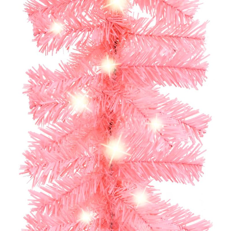 Christmas Garland with LED Lights 20 m Pink