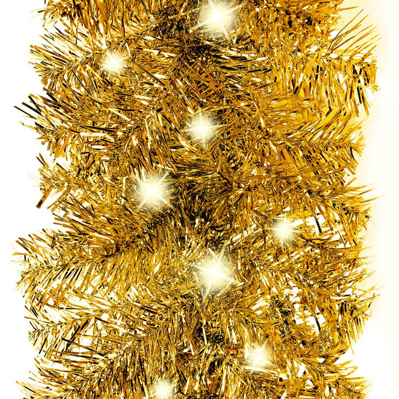 Christmas Garland with LED Lights 10 m Gold