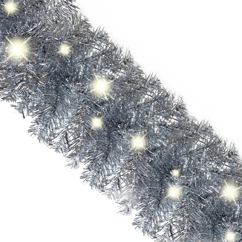 Christmas Garland with LED Lights 20 m Silver