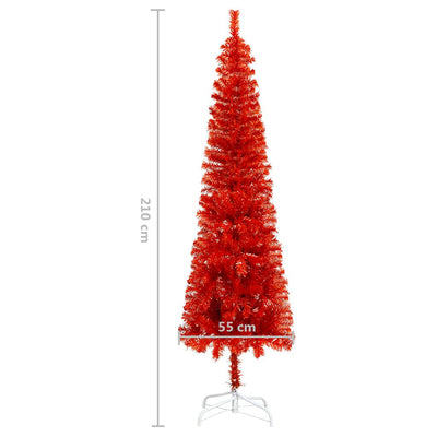 Slim Christmas Tree Red 210 cm