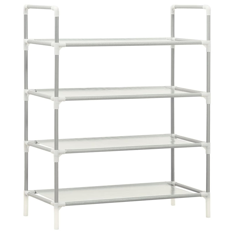 Shoe Rack with 4 Shelves Metal and Non-woven Fabric Silver