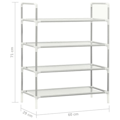 Shoe Rack with 4 Shelves Metal and Non-woven Fabric Silver