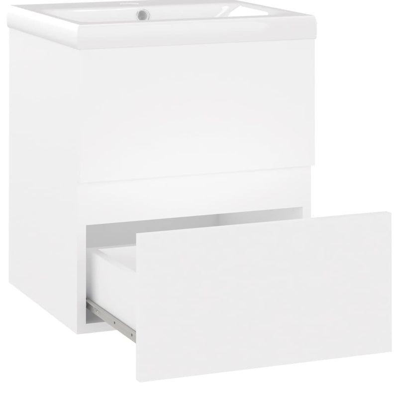 Sink Cabinet with Built-in Basin White Engineered Wood