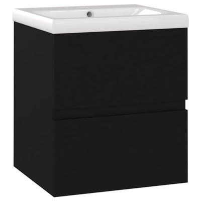 Sink Cabinet with Built-in Basin Black Engineered Wood
