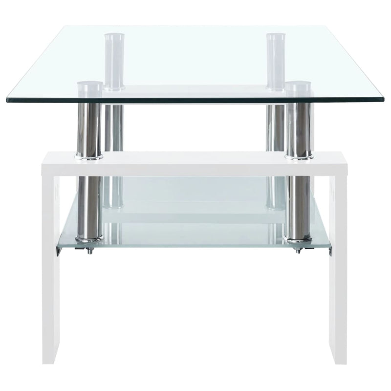 Coffee Table White and Transparent 95x55x40 cm Tempered Glass