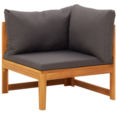 Corner Sofa with Dark Grey Cushions Solid Acacia Wood - Payday Deals