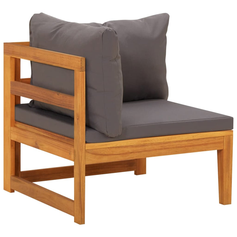 Corner Sofa with Dark Grey Cushions Solid Acacia Wood - Payday Deals