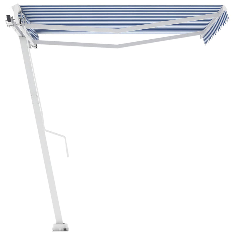 Freestanding Manual Retractable Awning 300x250 cm Blue/White