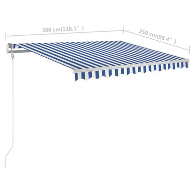 Freestanding Manual Retractable Awning 300x250 cm Blue/White - Payday Deals
