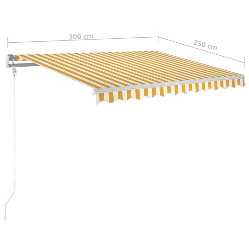 Manual Retractable Awning with LED 300x250 cm Yellow and White - Payday Deals