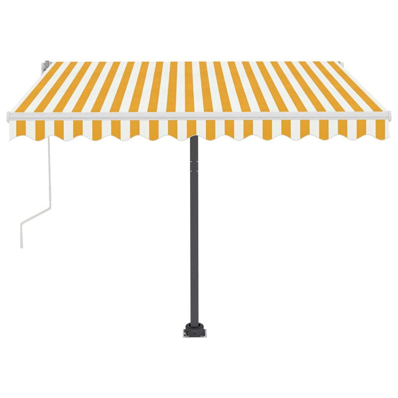 Manual Retractable Awning with LED 300x250 cm Yellow and White - Payday Deals