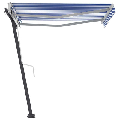Freestanding Manual Retractable Awning 350x250 cm Blue/White