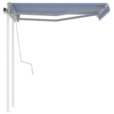 Manual Retractable Awning with Posts 3x2.5 m Blue and White - Payday Deals