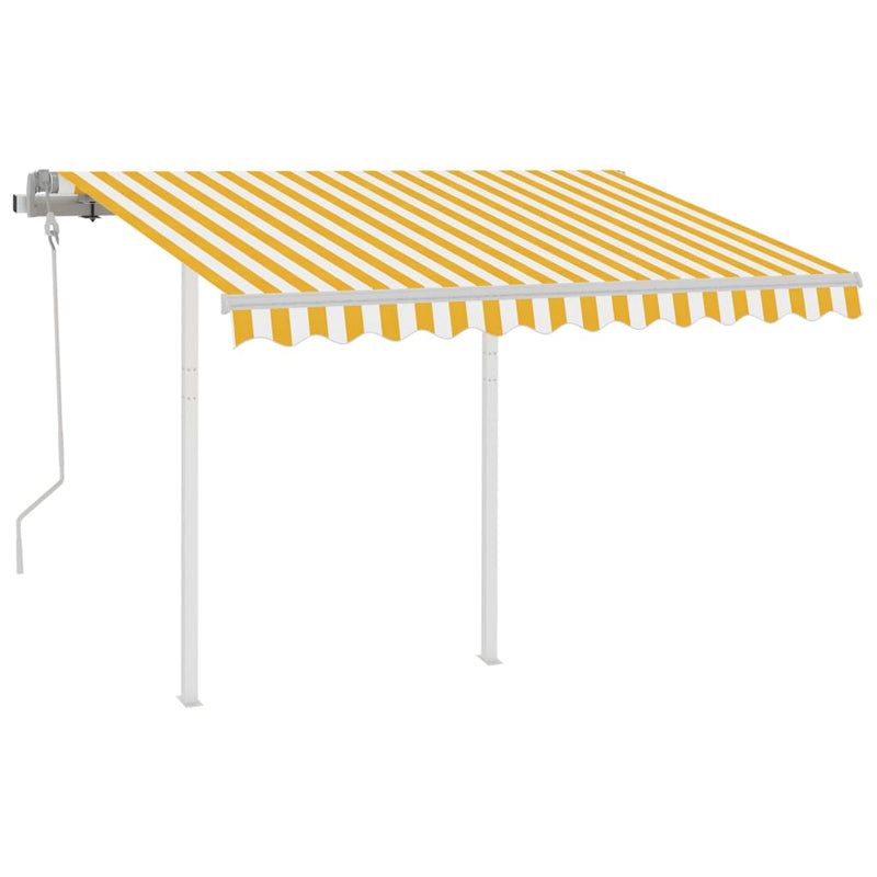 Manual Retractable Awning with Posts 3x2.5 m Yellow and White - Payday Deals