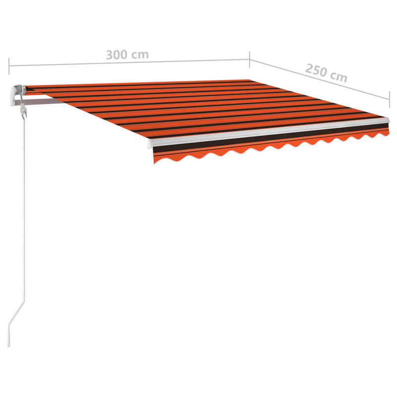 Manual Retractable Awning with Posts 3x2.5 m Orange and Brown