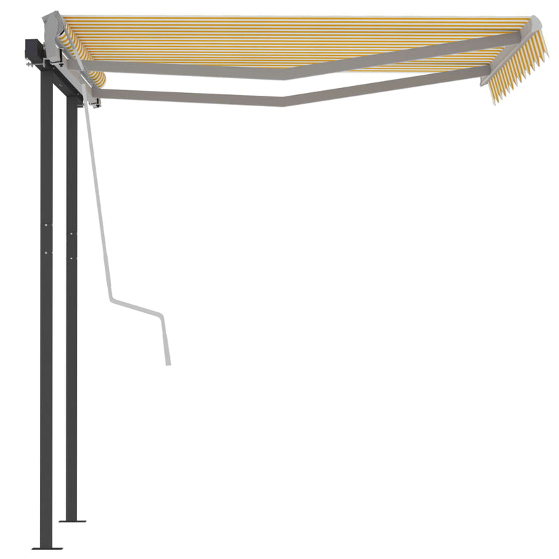 Manual Retractable Awning with Posts 3x2.5 m Yellow and White - Payday Deals