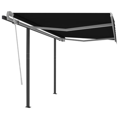 Manual Retractable Awning with Posts 3x2.5 m Anthracite - Payday Deals