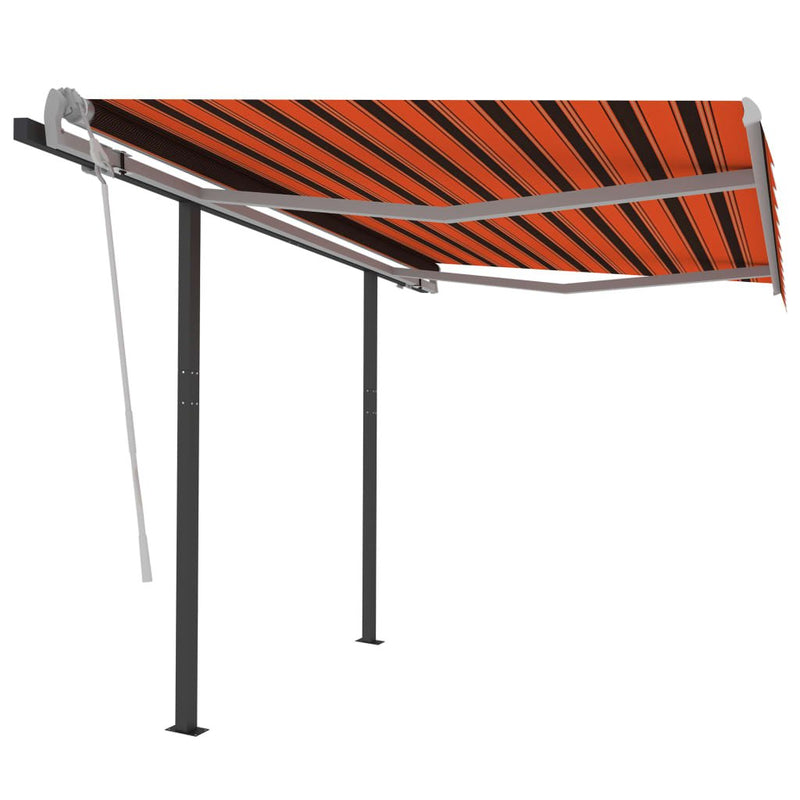 Manual Retractable Awning with Posts 3x2.5 m Orange and Brown - Payday Deals