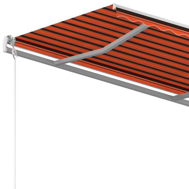 Manual Retractable Awning with Posts 3x2.5 m Orange and Brown - Payday Deals