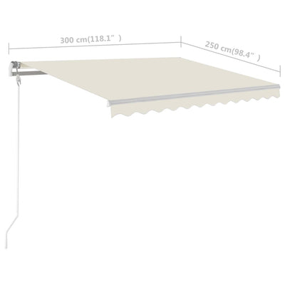Manual Retractable Awning with LED 3x2.5 m Cream