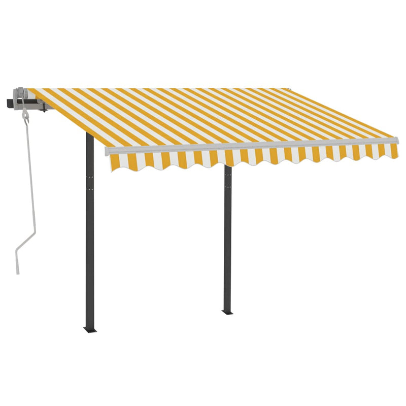 Manual Retractable Awning with LED 3x2.5 m Yellow and White - Payday Deals