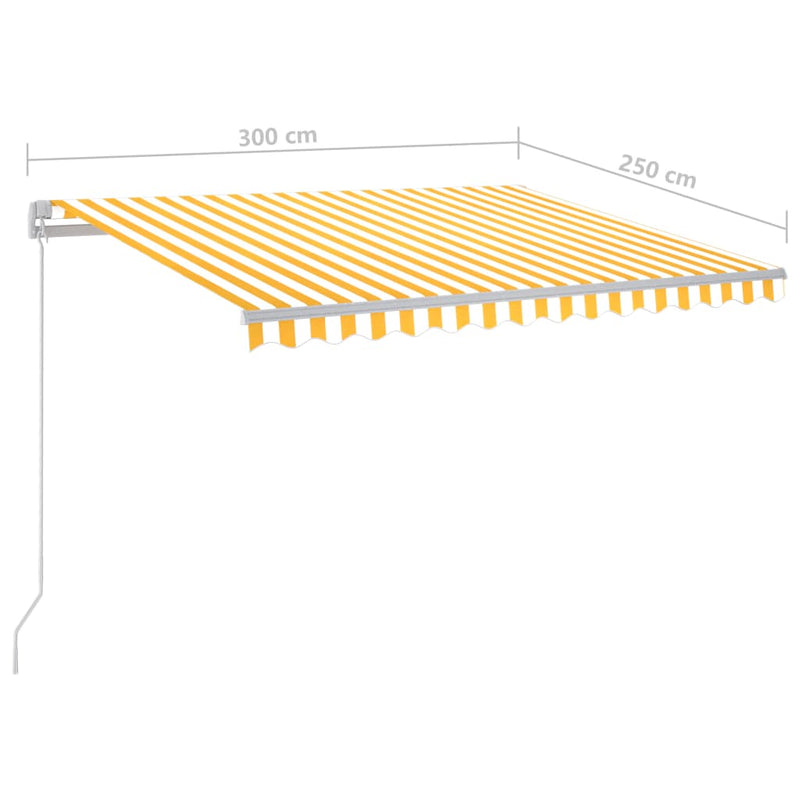 Manual Retractable Awning with LED 3x2.5 m Yellow and White - Payday Deals