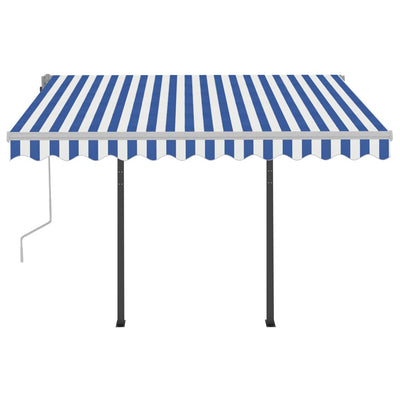 Manual Retractable Awning with LED 3.5x2.5 m Blue and White