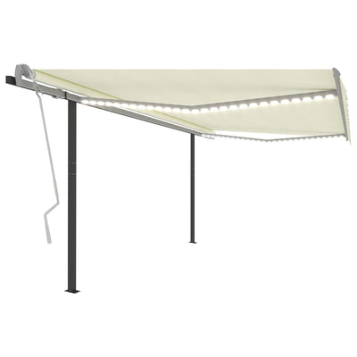 Manual Retractable Awning with LED 4x3 m Cream
