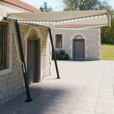 Manual Retractable Awning with LED 4x3 m Cream