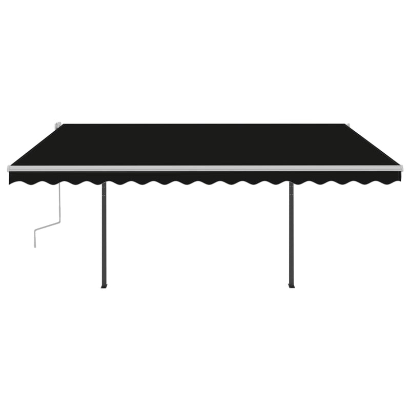 Manual Retractable Awning with Posts 4.5x3 m Anthracite - Payday Deals