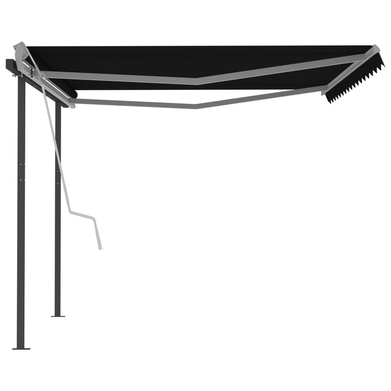 Manual Retractable Awning with Posts 4.5x3 m Anthracite - Payday Deals