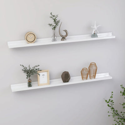 Wall Shelves 2 pcs High Gloss White 100x9x3 cm