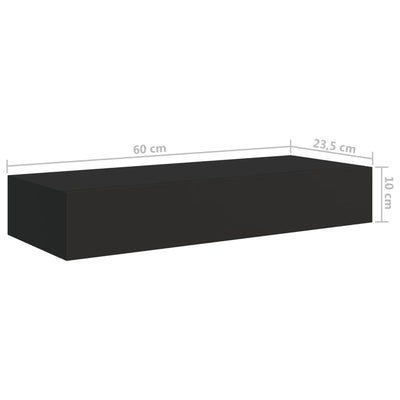 Wall-mounted Drawer Shelves 2 pcs Black 60x23.5x10cm MDF