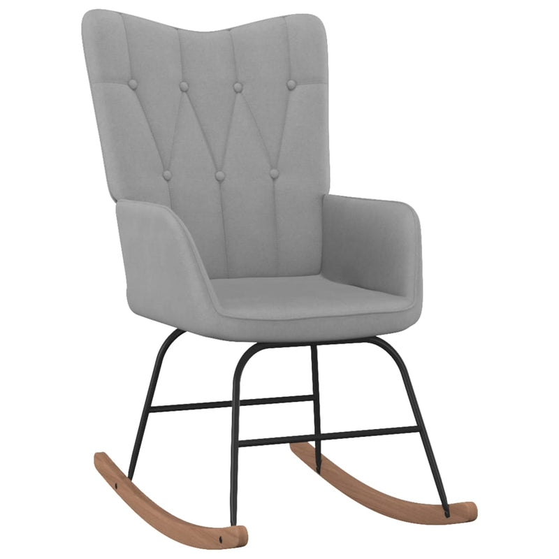 Rocking Chair with a Stool Light Grey Fabric