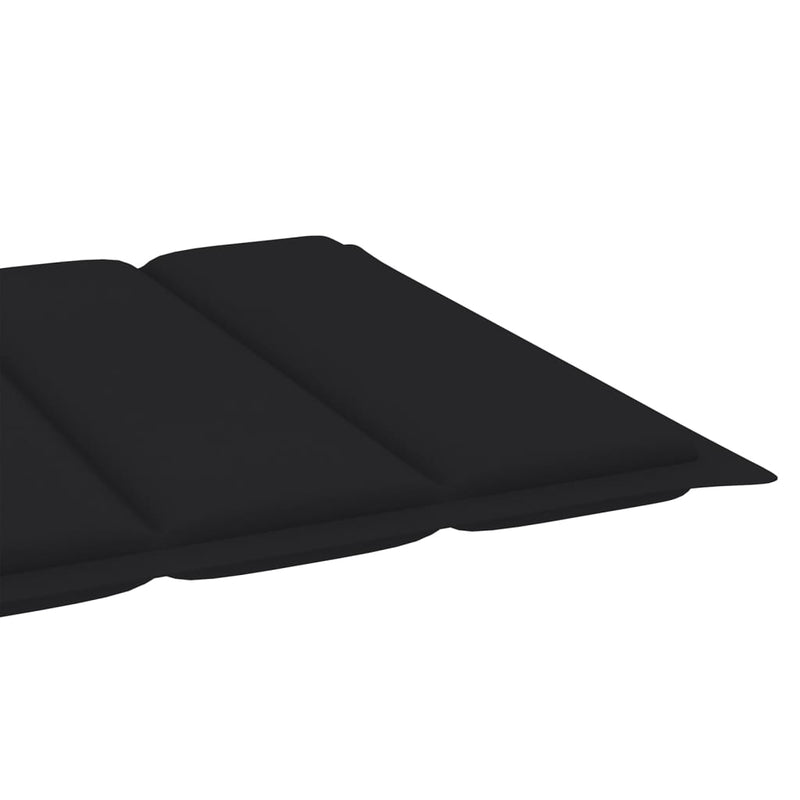Sun Loungers 2 pcs with Black Cushion Solid Teak Wood