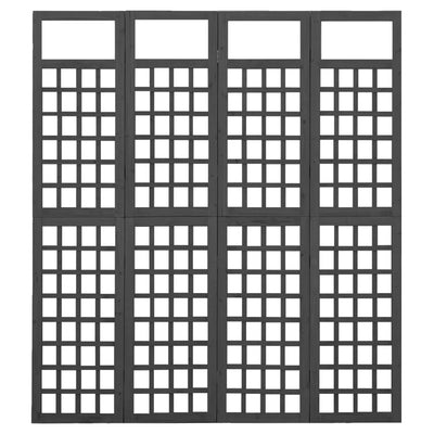 4-Panel Room Divider/Trellis Solid Fir Wood Black 161x180 cm - Payday Deals