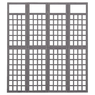 4-Panel Room Divider/Trellis Solid Fir Wood Grey 161x180 cm