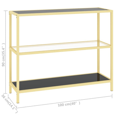 Console Table Black and Transparent 100x36x90 cm Tempered Glass