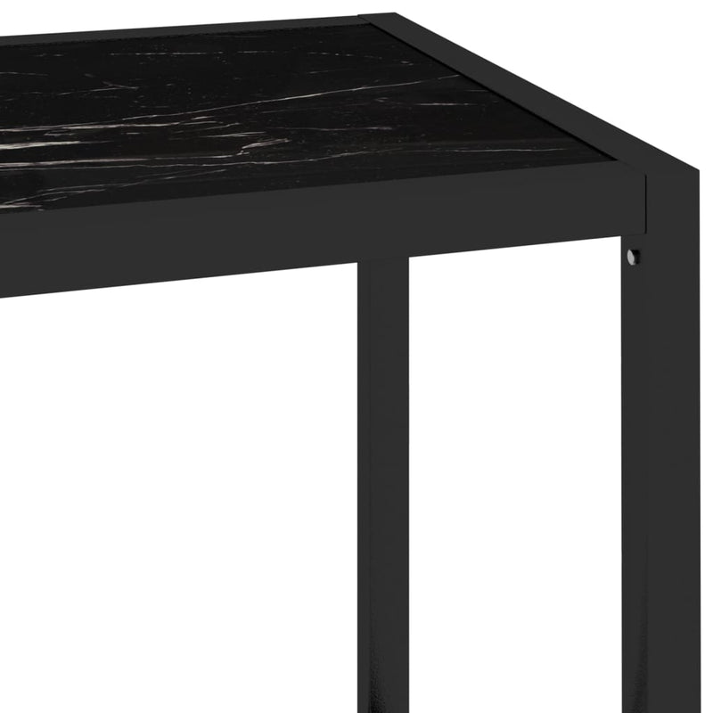 Console Table Black Marble and Transparent 100x36x168 cm Tempered Glass