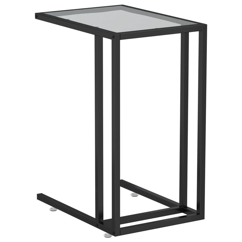 Computer Side Table Black 50x35x65 cm Tempered Glass