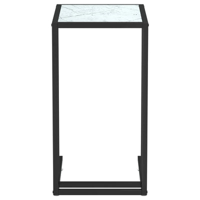 Computer Side Table White Marble 50x35x65 cm Tempered Glass