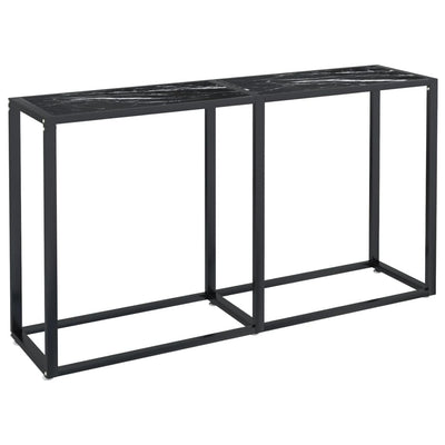 Console Table Black Marble 140x35x75.5cm Tempered Glass