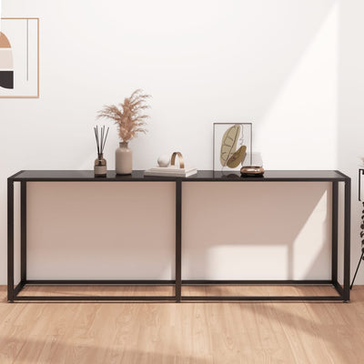 Console Table Black 200x35x75.5cm Tempered Glass