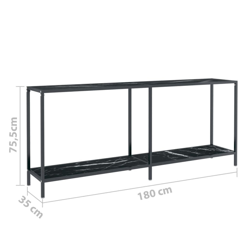 Console Table Black 180x35x75.5 cm Tempered Glass