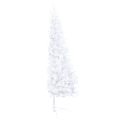 Artificial Half Christmas Tree with LEDs&Ball Set White 210 cm