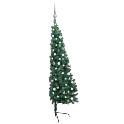 Artificial Half Christmas Tree with LEDs&Ball Set Green 180 cm