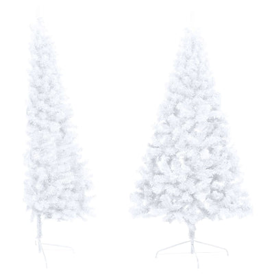 Artificial Half Christmas Tree with LEDs&Ball Set White 180 cm