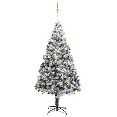 Artificial Christmas Tree LEDs&Ball Set&Flocked Snow Green 300 cm