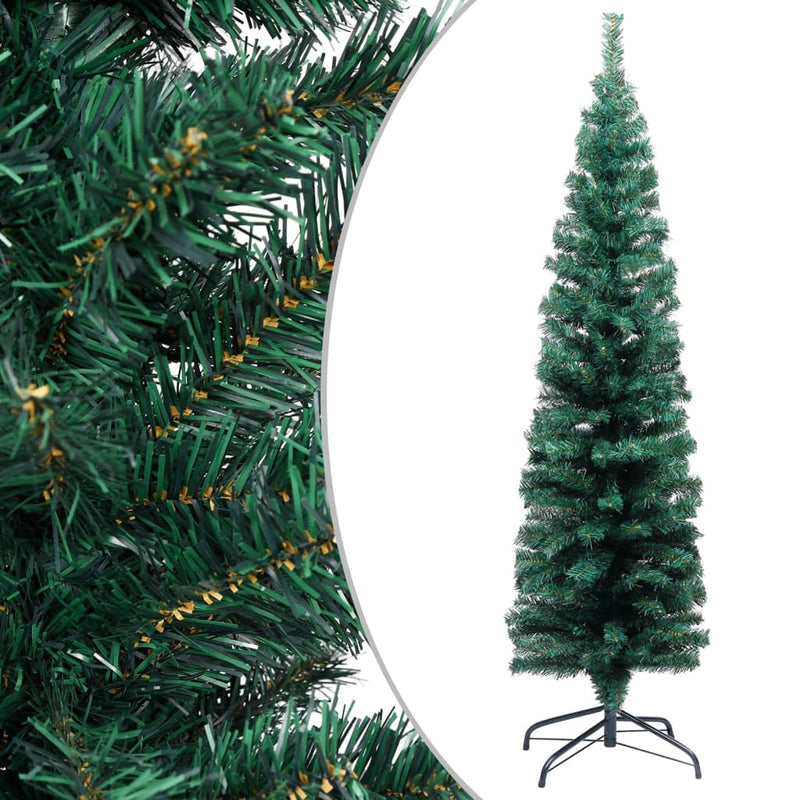 Slim Artificial Christmas Tree with LEDs&Ball Set Green 120 cm